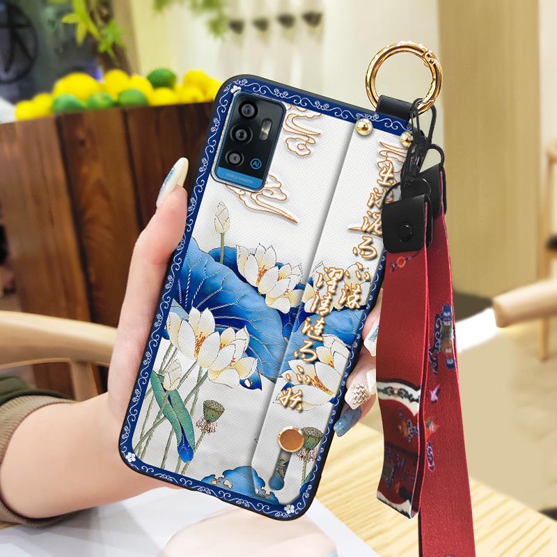 Schutzhülle im chinesischen Stil für ZTE Blade A71 Handschlaufe Armband Stoßfestes Silikon Wasserdicht Anti-Stoß