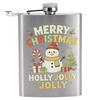 Festive Patterned Drinking Cup Beer Barrel Flask, 8oz Stainless Steel Oil Drum Shaped Flask with Small Gift for Christmas Prints Outdoor Camping Party