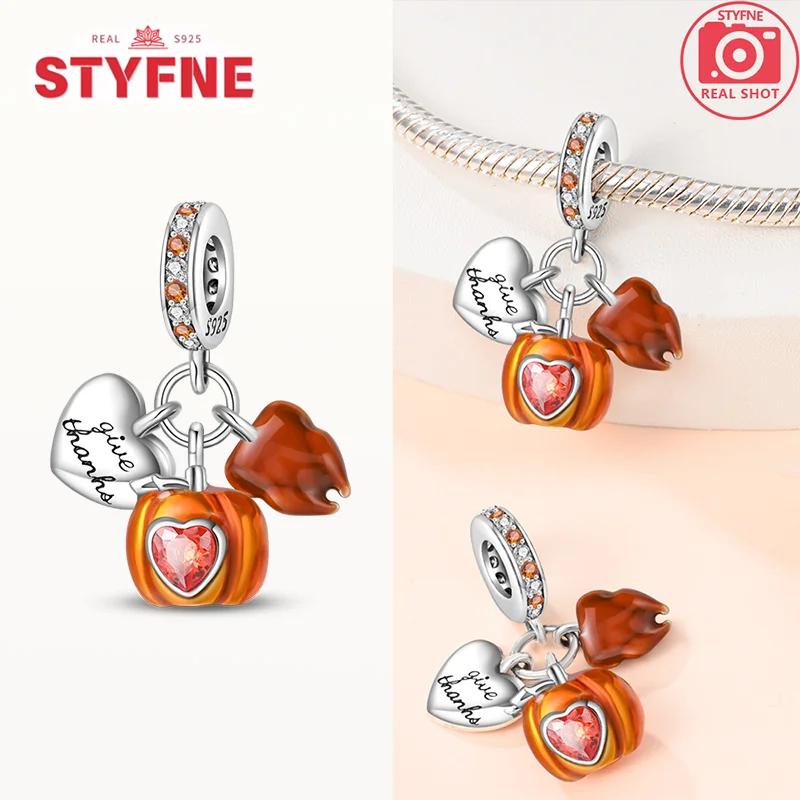 New Charm Copperorange Harvest Charms Pumpkin Heart Beads For Diy Original Bracelet For Women Fine Jewelry Making Gift