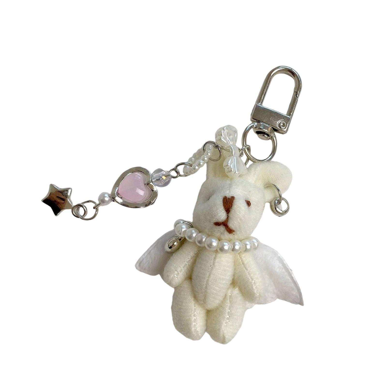 

Cute Rabbit Plush Toy Keychain Miniature Soft PP Cotton Stuffed Animal Accessory Ornament Charm For Bags Keys бежевый