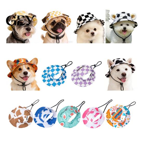Breathable Dog Hat Sun with Ear Holes, Wide Brim Protection Hat, Adjustable Medium Drawstring for Small And Dogs Outdoor Walking Hiking