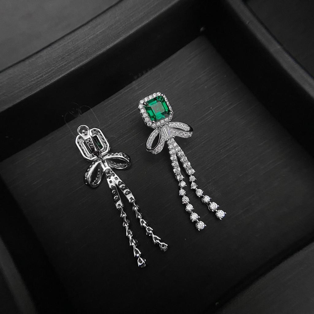 Gica Gema Emerald Earrings With Diamond 925 Sterling Silver Unique Design Romantic Fine Earrings Jewelry Wedding Party Gifts New Trend 40mm