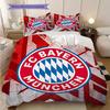 FC Bayern München Muster Bettwäsche Steppdecke Set Bettbezug Kissenbezug Heimdekoration Geburtstagsgeschenk (1 Bettbezug + 2 Kissenbezüge, ohne Füllung)