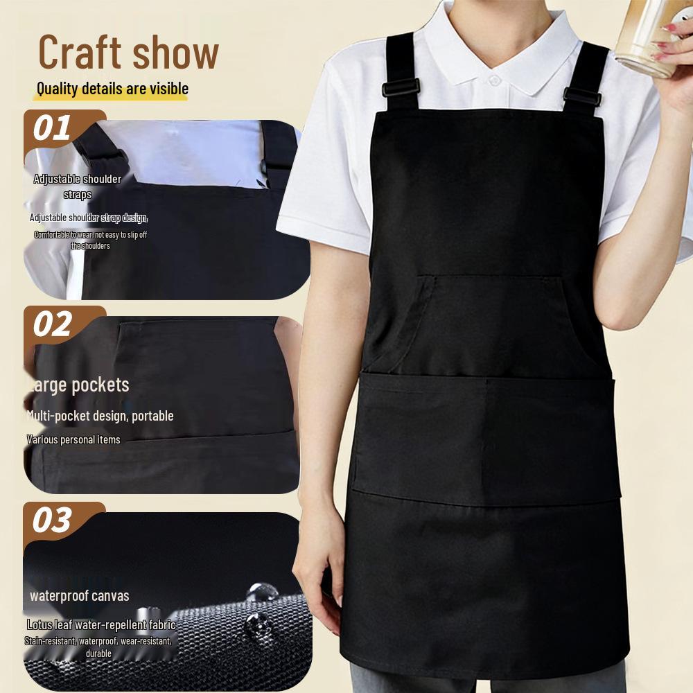 Custom Logo Waterproof Canvas Apron for Kitchen, Coffee, Pet, and Barber Shops
