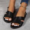 Summer women's color round headed straight buckle strap casual sandals for wearing outside