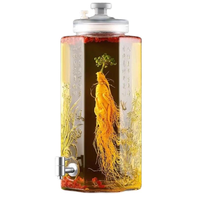 HANDUNYOU Glass Wine Jar with Faucet