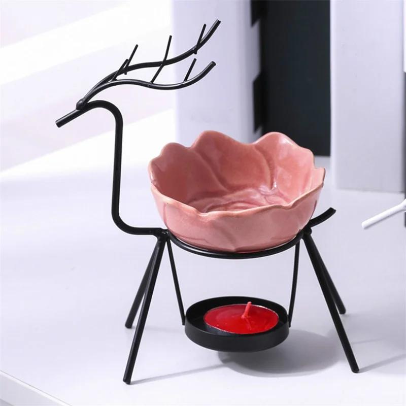 Stainless Steel Reindeer Tea Light Candle Incense Burner Candle Holder Aroma Burner Essential Oil Lamp Living Room Decoration