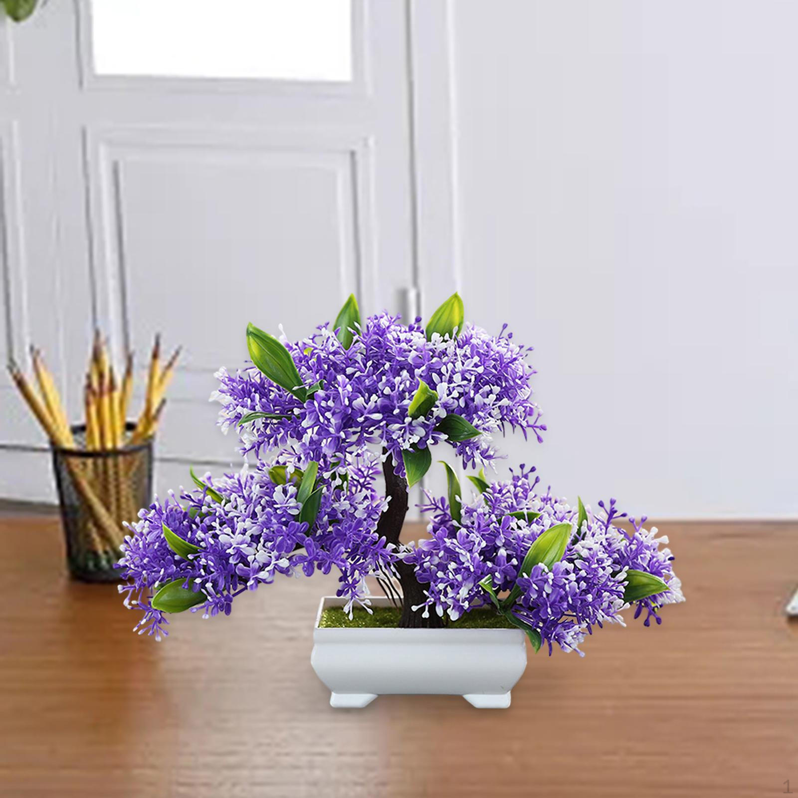 

Искусственное дерево бонсай, украшение для камина, стол, маленькие искусственные растения фиолетовый