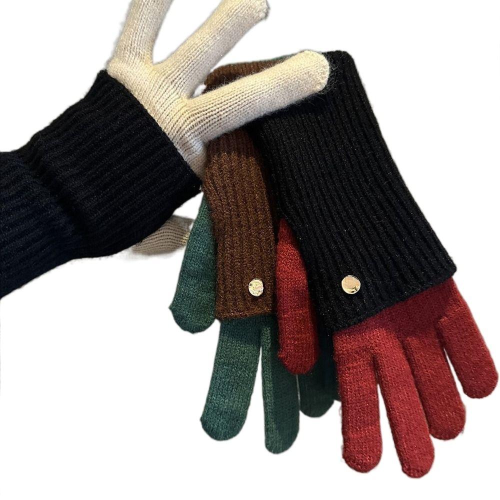 Thickened Five Finger Gloves Cold-proof Wool Knitted Fashion Mittens Men Women