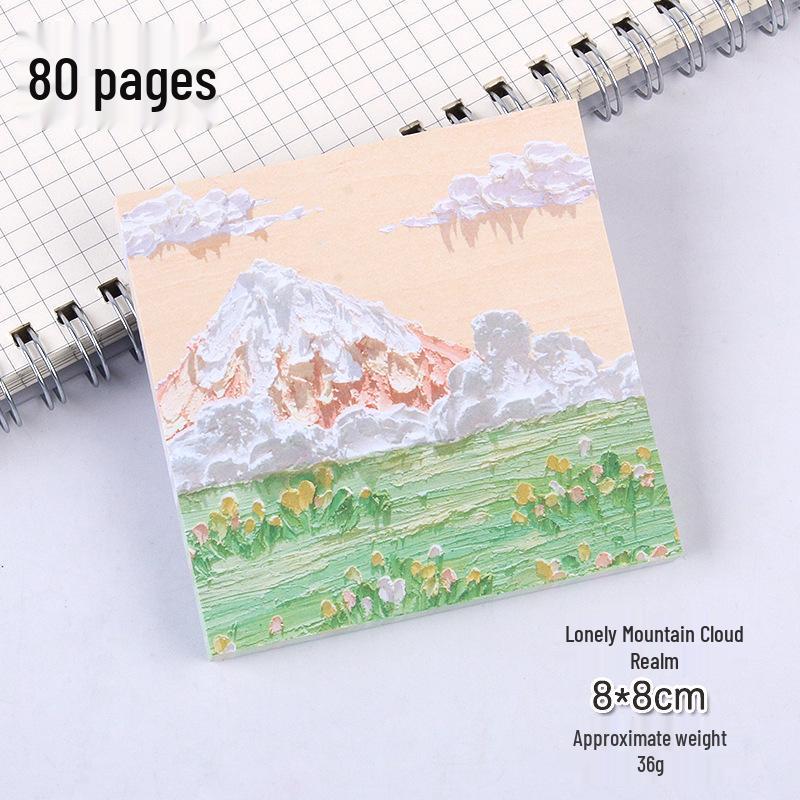 High-Value Ins-Style Oil Painting Sticky Notes, Attachable Message Cards for University/High School, Cute Sticky Notes