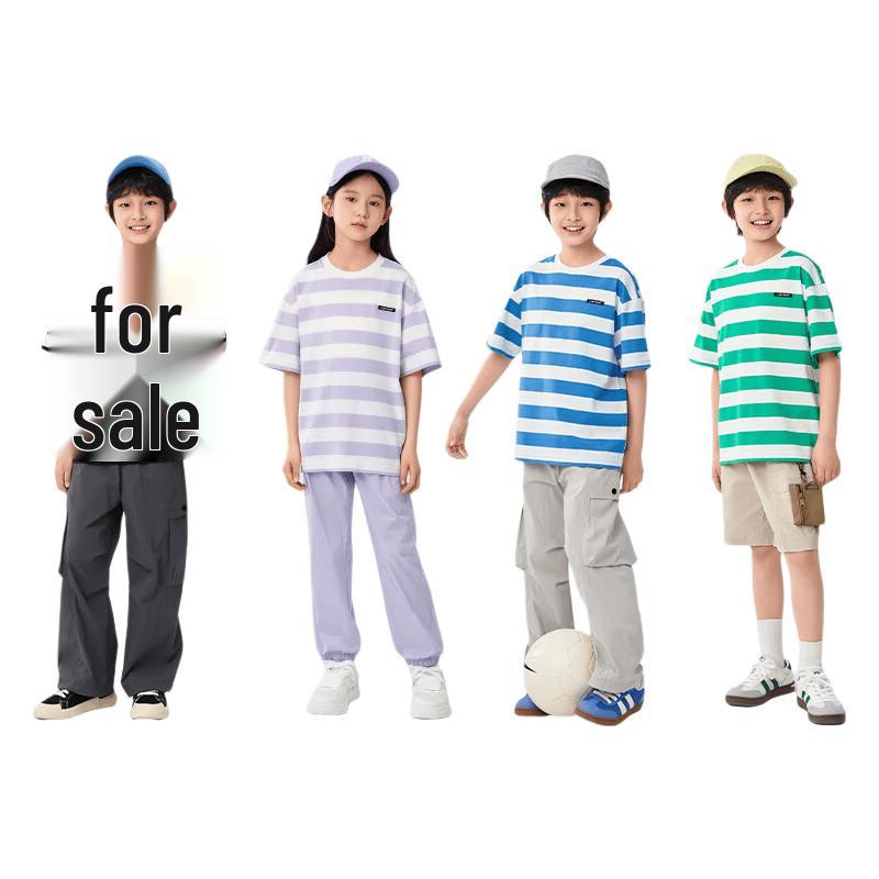 Balabala Kids' Quick-Dry Striped Unisex Short Sleeve T-Shirt