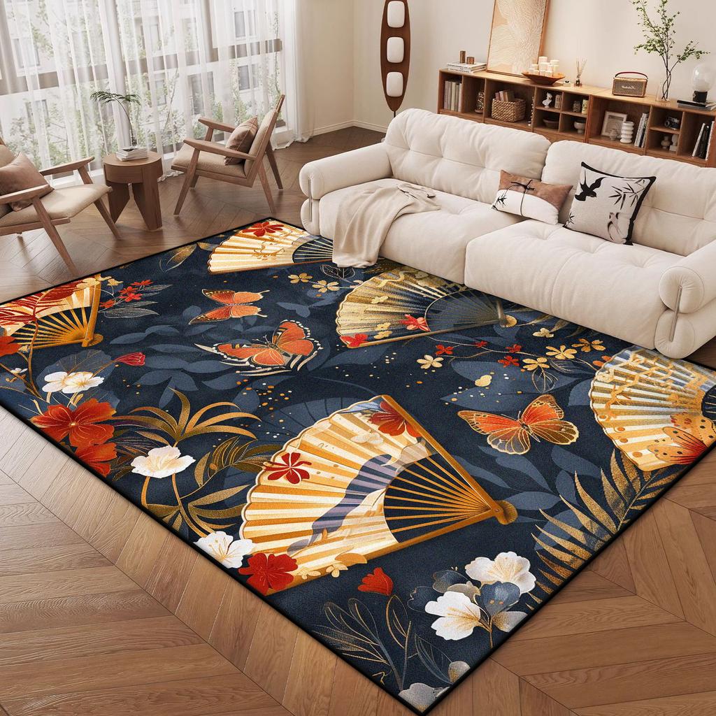 Orientalischer Luxus Dekor Wohnzimmer Teppiche Blumendesign Weiche Raumdekoration Ästhetischer Schlafzimmerteppich Arbeitszimmer Rutschmatte Leicht zu reinigen