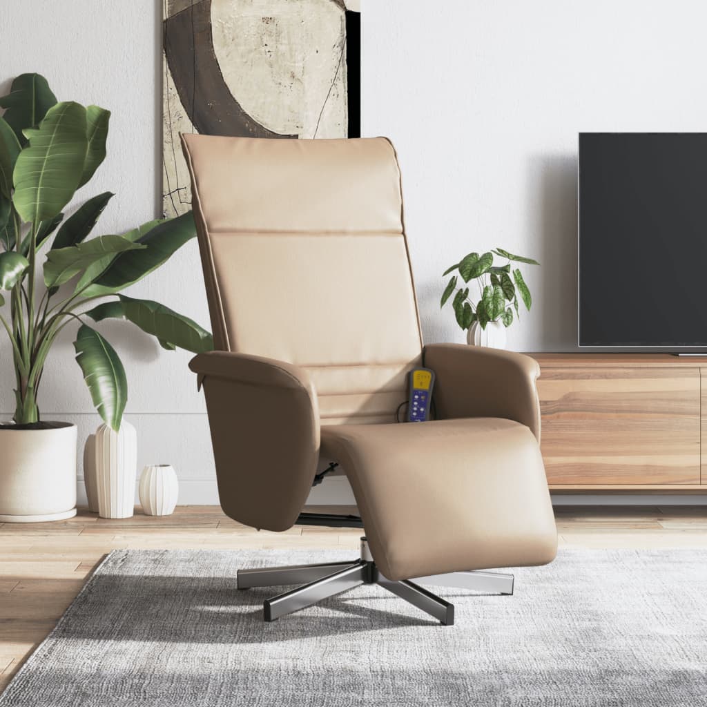 Relaxation Armchair with Footrest Cappuccino Brown Faux Leather