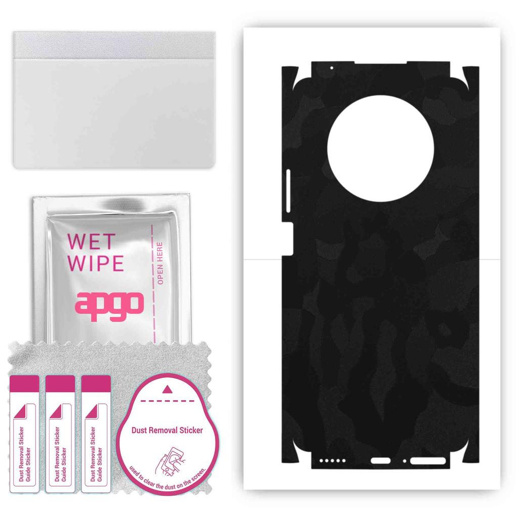 apgo Adesivo Skin Protettiva per retro+lati compatibile con Honor X9, Pellicola Full Wrap, Foglio, Vinile - Fantasia Mimetico Nero