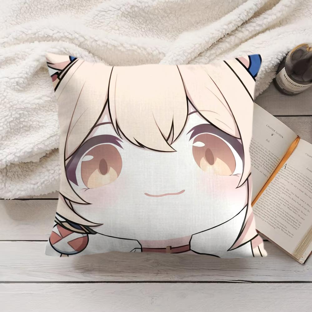 Yoimiya Cute Genshin Impact Cushion Cover Silky Short Plush Invisible Zipper Dustproof Sofa Pillow Case For Home Decor