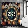 2025 Happy New Year Shower Curtain, Bathroom Decorative Shower Curtain, Waterproof Shower Curtain with Hooks