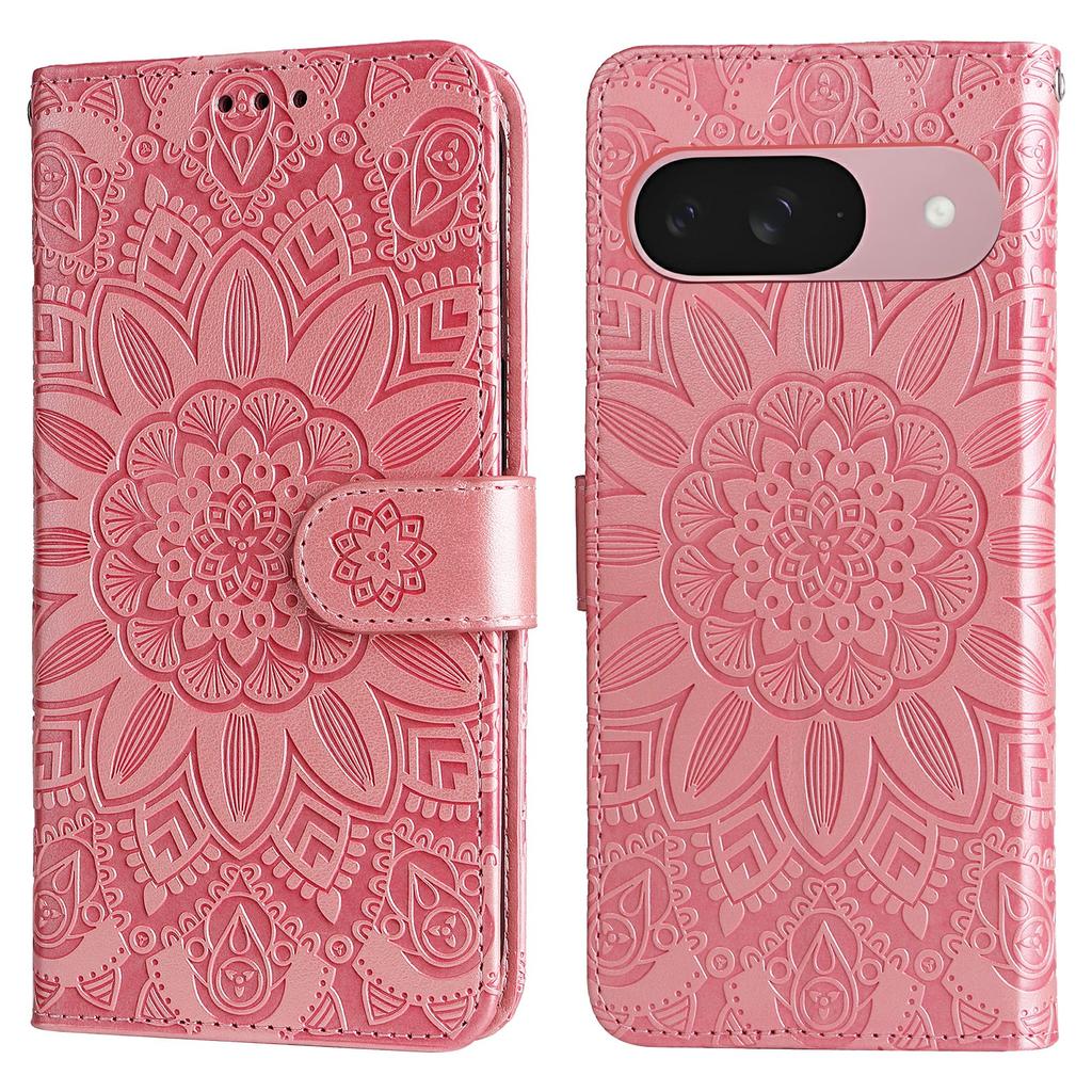 For Google Pixel 9a Case Sunflower Imprint Leather Wallet Phone Cover