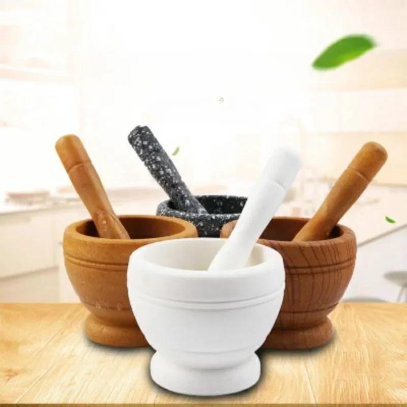 Resin Mortar Pestle Set Garlic Herb Spice Mixing Grinding Crusher Bowl Restaurant Kitchen Tools LS