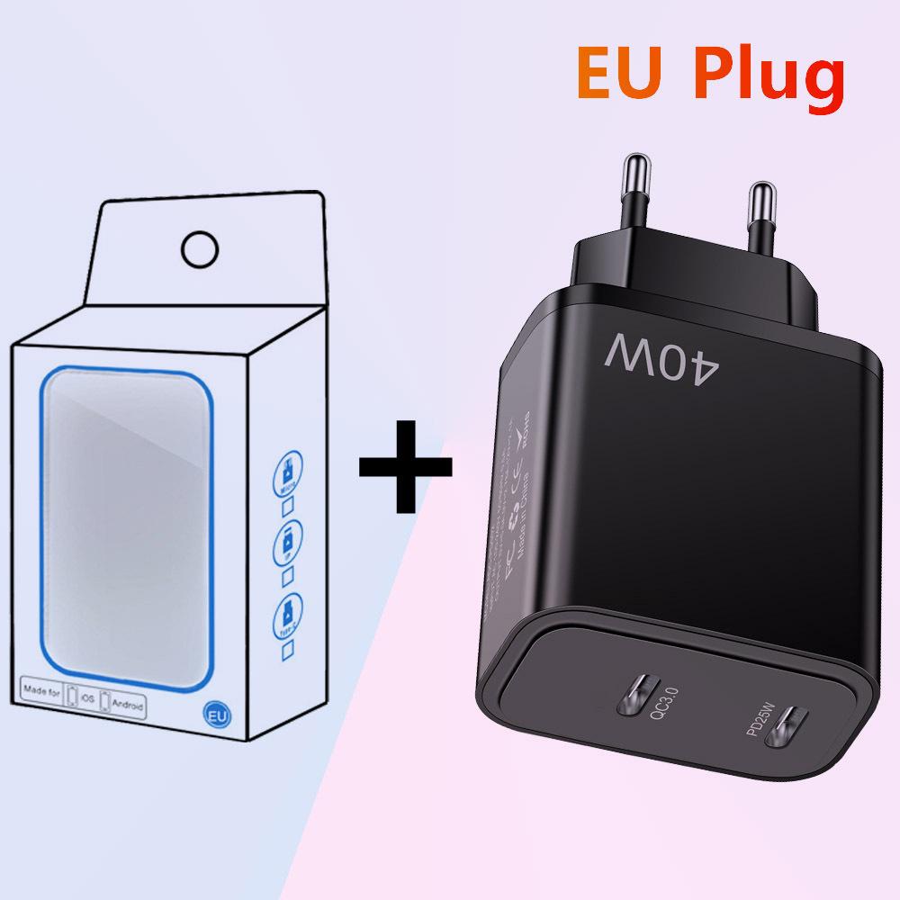 40W Dual PD Type-C Fast Charger for Mobile Phones - Travel-Friendly Charger Head