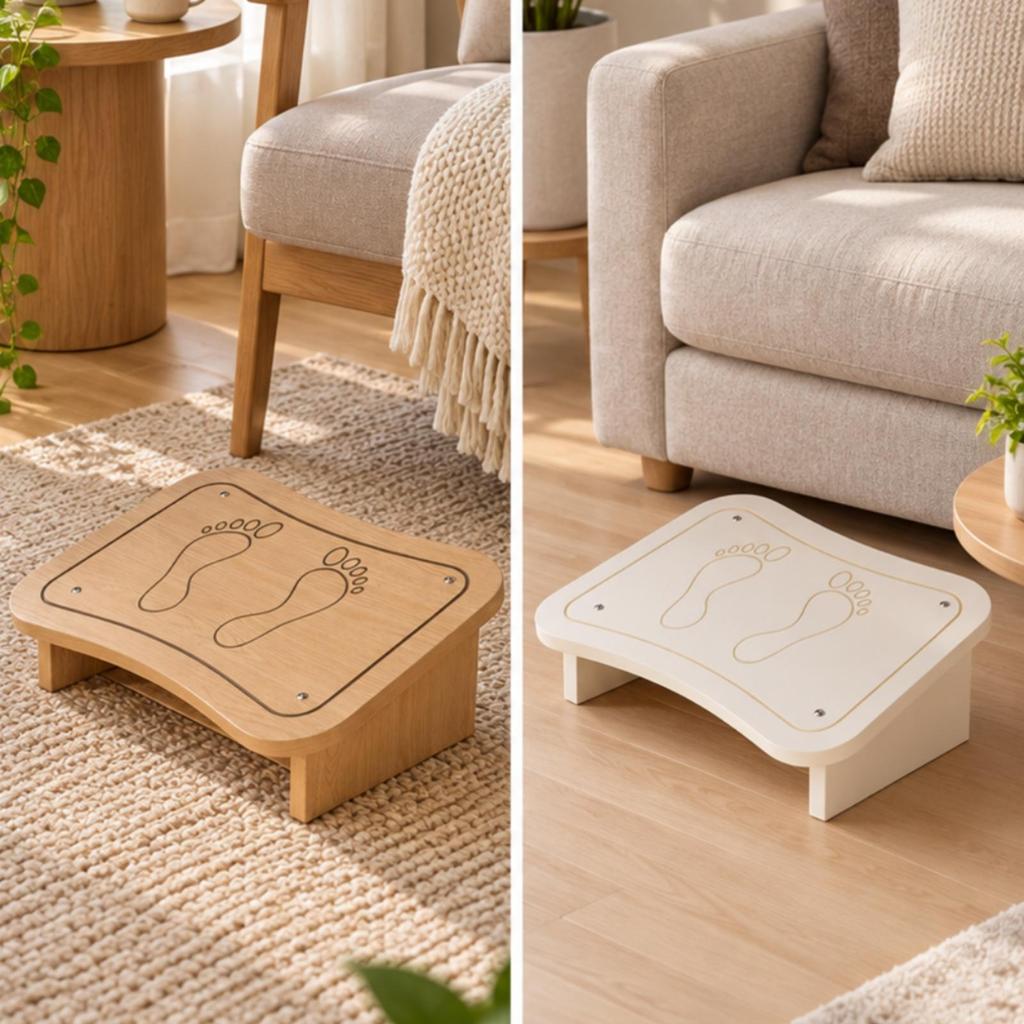 Wooden Footrest Stool Stable LowProfile Foot with FootShaped Top Supportive