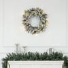 Artificial Christmas Door Wreath 60 CM with Pine Cones and Berry Clusters, LED Lights and Timer, Green