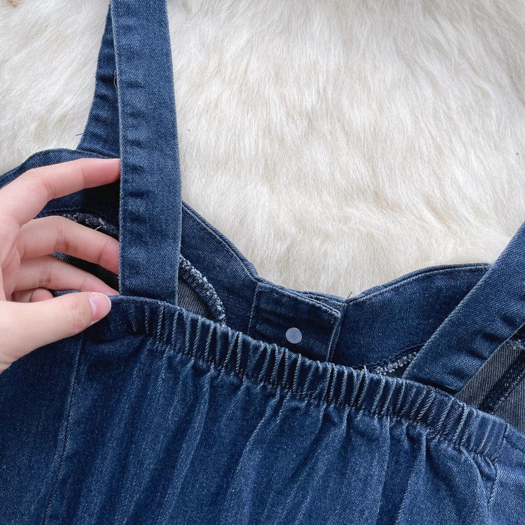 Hongkongský styl Retro Džínový top Dámský Design Jednořadé Slim fit Krátký Pupík Sexy Gyaru Sle Cami Móda