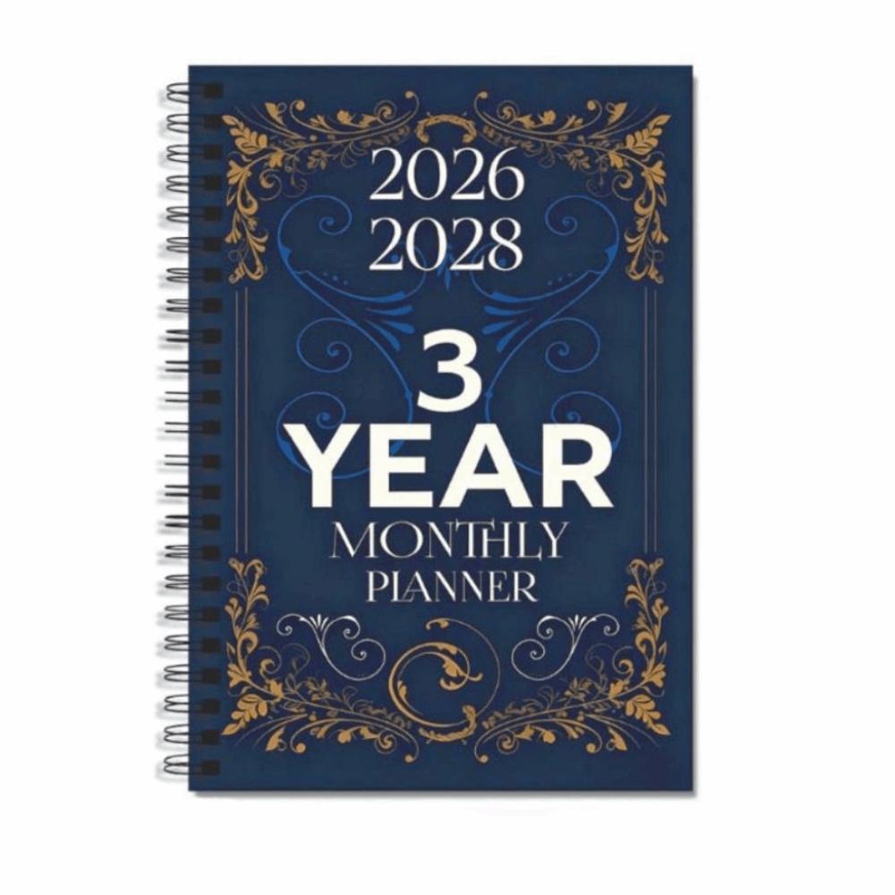 A5 Agenda Planner Notebook Simple Time Management Planner 2026-2028 Schedule Book  Goals Setting темно-синий