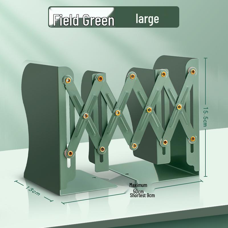 Retractable Bookend with Pen Holder - Foldable Desktop Bookshelf and Divider