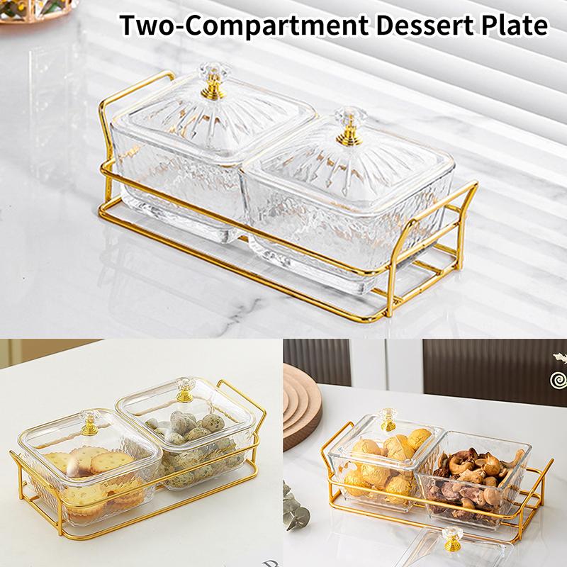 2 4 Compartment Fruit Bowl With Lid Separate Transparent Tray Removable Snack Container For Office Table Tea Time Party Kitchen