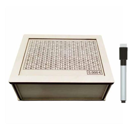 Wooden Cash Money Saving Box Money Saving Challenge Box with Money Target And Numbers Piggy Bank with Dry Erase Pen for Kids Adults