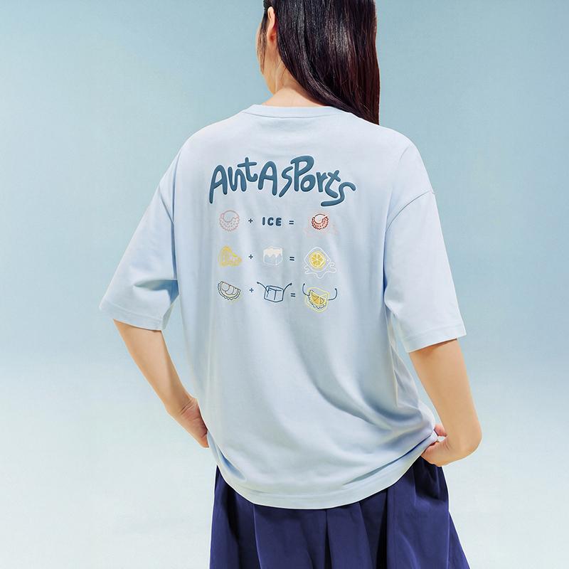 Anta Lifestyle Series Short Sleeve Knitted Shirt Summer T-Shirt Unisex Tops Sky-Blue 972628118-5