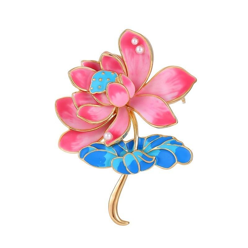 Enamel Gradient Lotus Brooch, A Sophisticated and Elegant Brooch Accessory with A Touch of Sophistication