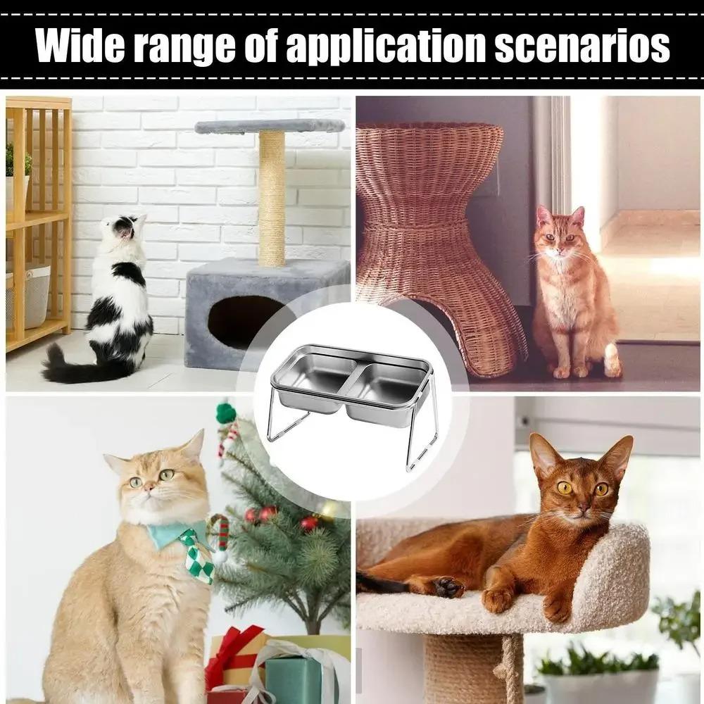 Nerezová miska pro domácí mazlíčky s náklonem 45 stupňů Víceúčelová miska pro domácí mazlíčky s vysokým stojanem pro psy a kočky