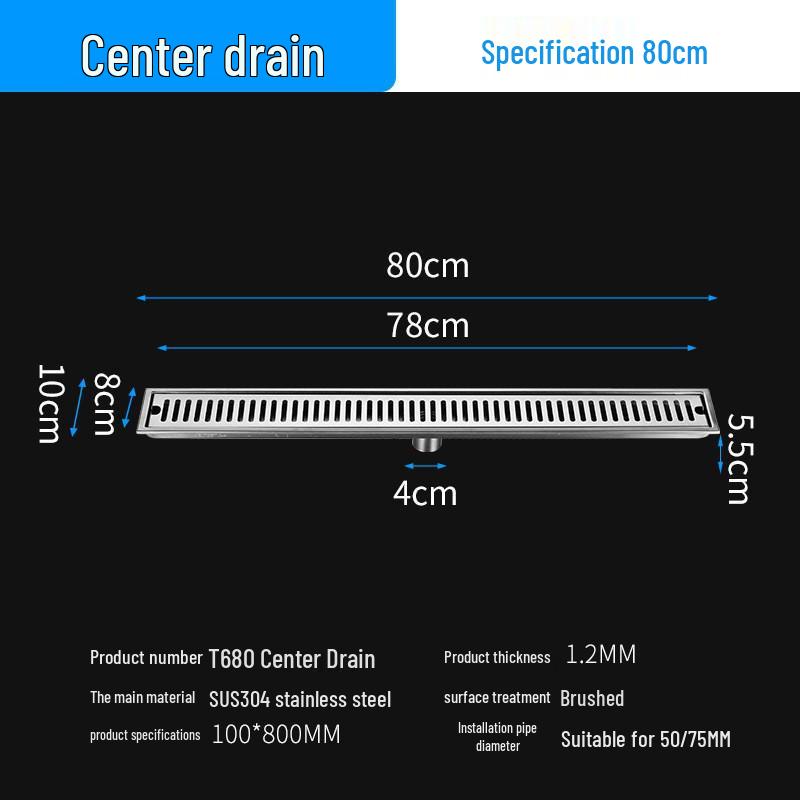 304 Stainless Steel Anti-odor Rectangular Floor Drain for Bathroom and Shower