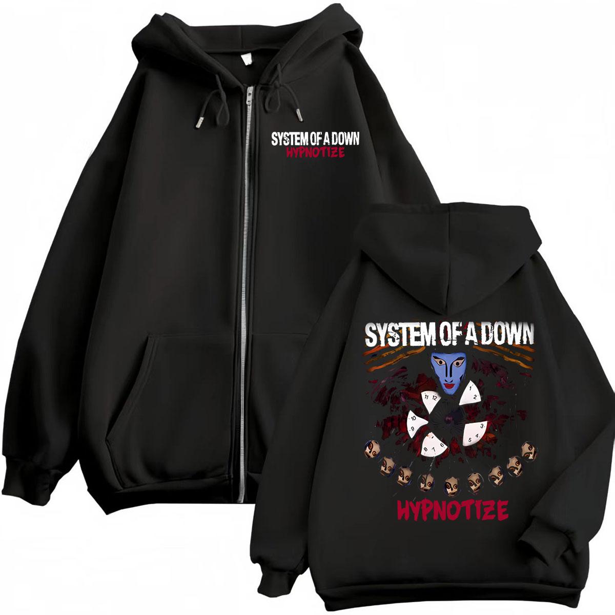 

Rock Band System of A Down Hypnotize Graphic Zipper Hoodie Fashion Vintage Zip Up Pullovers Men Women Casual Fleece Sweatshirts S чёрный