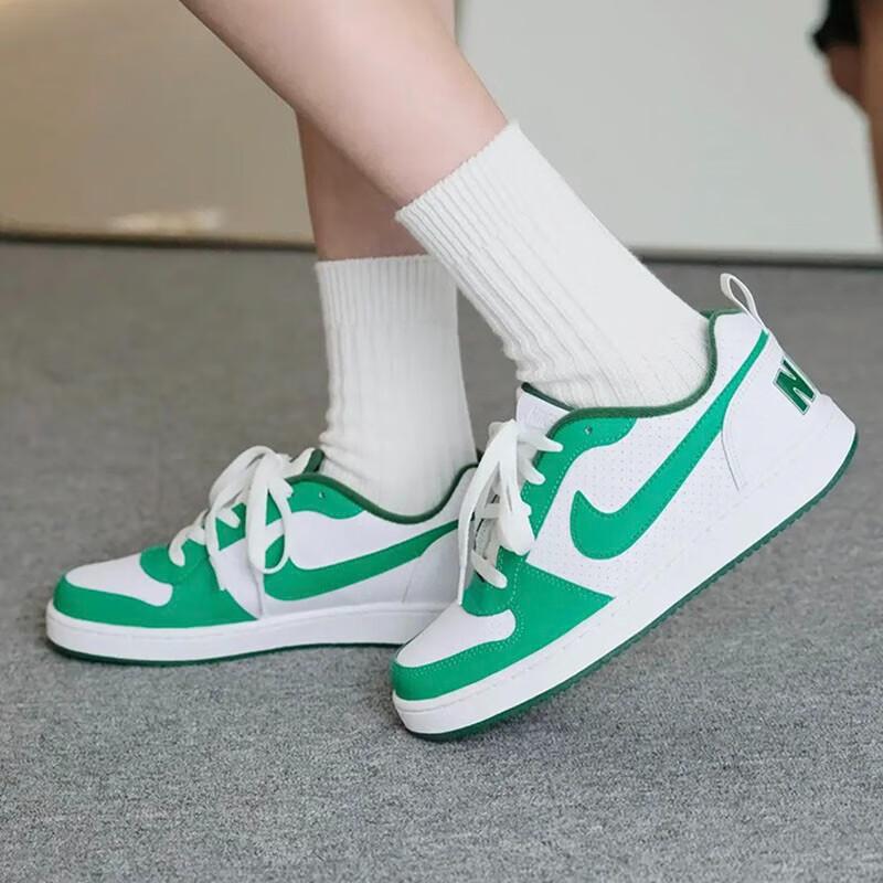 Nike Court Borough Leather Casual Comfortable Non-Slip Durable Low-Top Kids Skate Shoes Kids Sneaker White Green FN3689-131