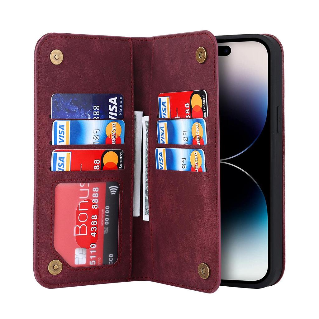 iPhone 16 Retro Multi-Card Leather Case with MagSafe Wireless Charging
