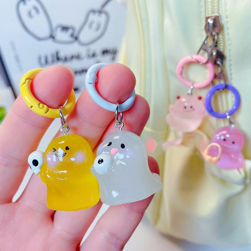 Cartoon Halloween Schlüsselanhänger Jelly Nachtlicht Geist Harz Desktop Deko Halloween Schlüsselanhänger Rucksack Requisiten Niedlich Mini Geist Geist