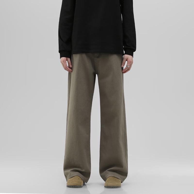 Pánské těžké 100% bavlněné prané kalhoty volného střihu s rovnými nohavicemi