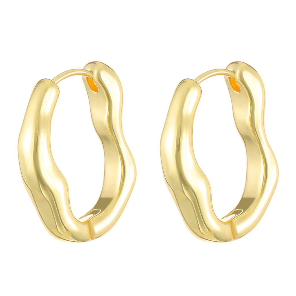 Unregelmäßige Kreisform Mode Kupfer Ohrringe für Damen Schickes Plissee-Design Ohrbügel Creolen 2024 High-End Ästhetik Zirkon