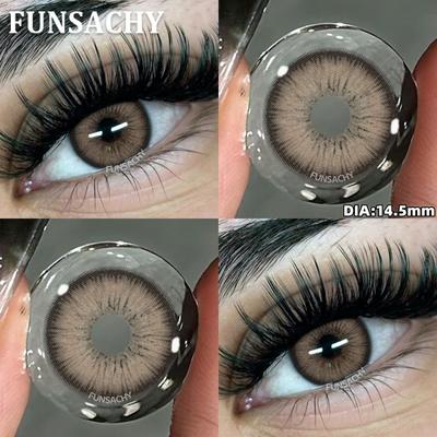 FUNSACHY 1Pair Color Brown Contact Lenses for Eyes Beauty Cosmetic Yearly Contact Lens Gray Blue Natural Lens Women Eyes Makeup