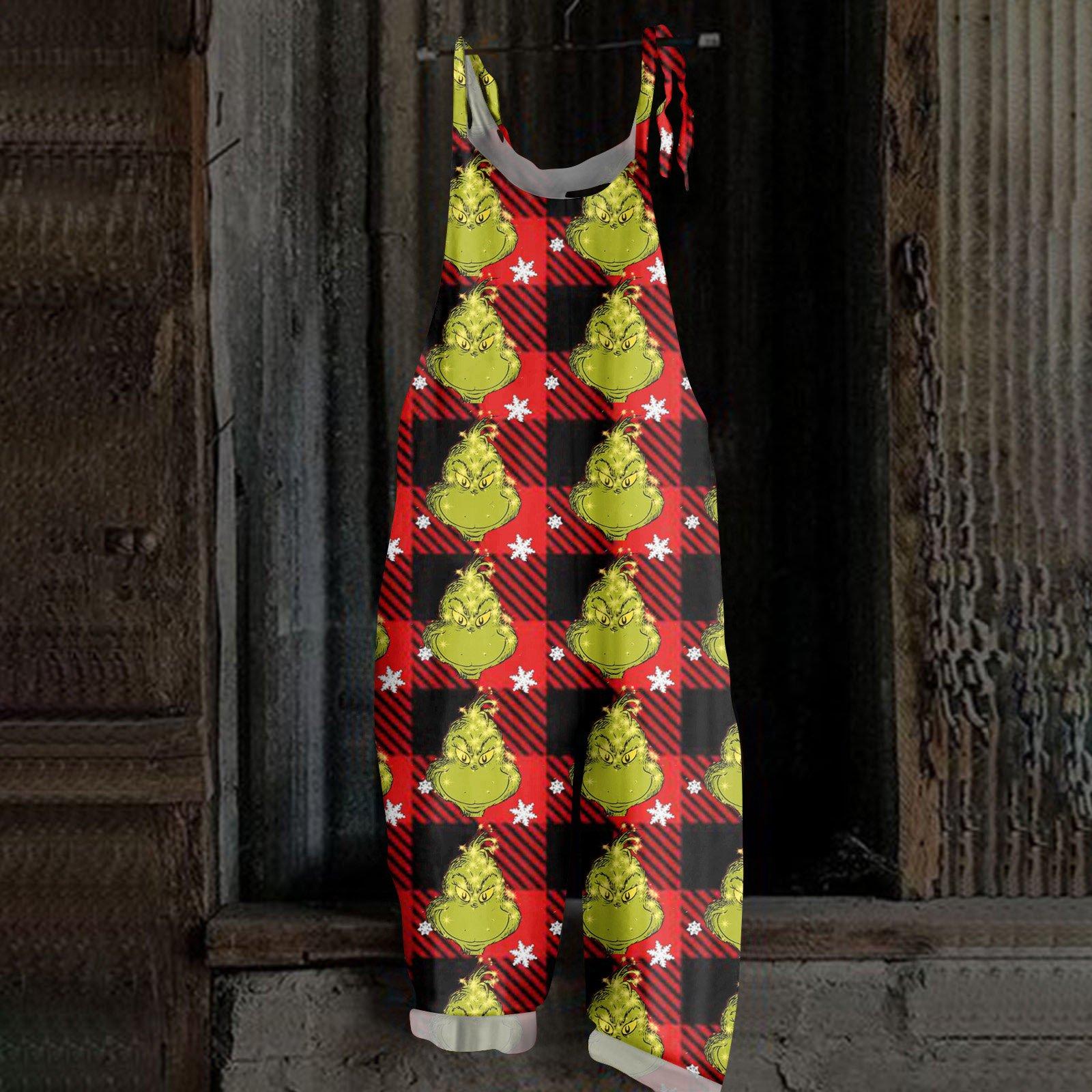 

Женский повседневный свободный комбинезон с рождественским принтом, комбинезон с широкими штанинами, без рукавов, с карманами M винный