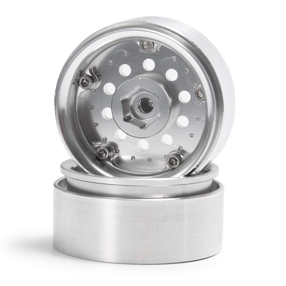 RC Car Inch Internal Beadlock Wheels Hub AXIAL SCX10 RC Crawler 57 4 1.9 No. (Bright Silver, Pieces)