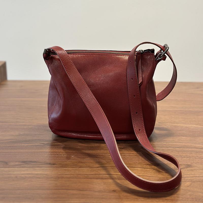 Japanischepflanzlich gegerbte Leder Crossbody-Tasche für Damen - Lässiger Stil Schulter-Handtasche, Echtes Leder, Hochwertiges Eimerdesign (Modell 2025).