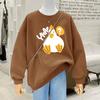 2025 Autumn and Winter New Crew Neck Design Cartoon Fashion Versatile Velvet Thickened Sweater Women's Base
