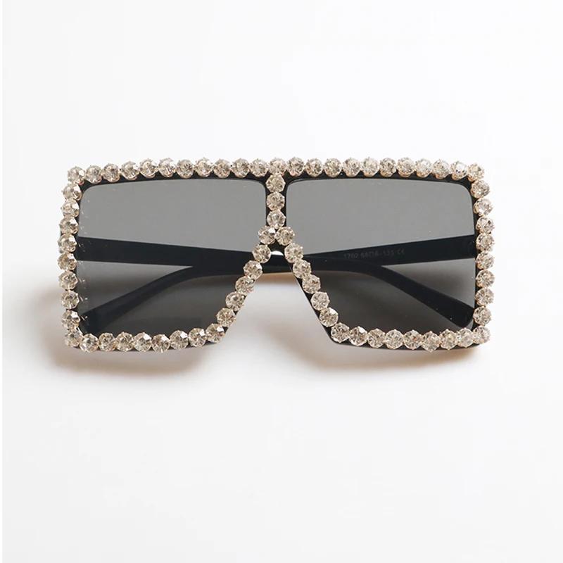 2026 Fashion Luxury Brand Designer Rhinestone Sunglasses Women Vintage Diamond Square Shades Glasses Oversized Trendy Sunglasses