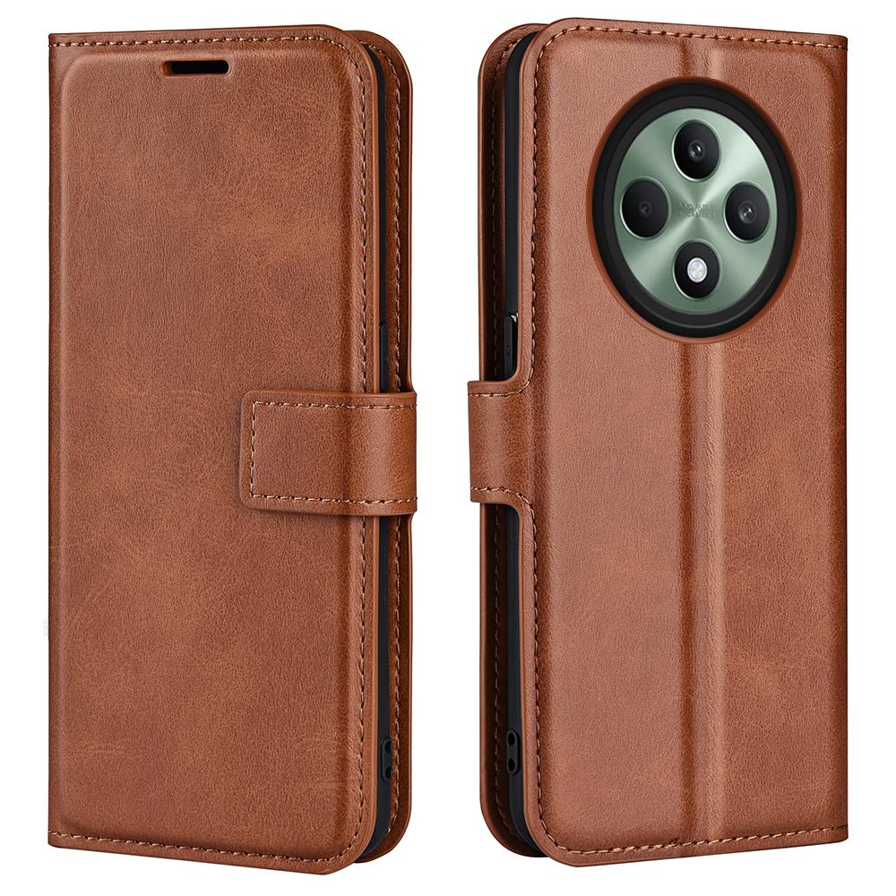 

Для Oppo Reno12 F 5G Чехол-подставка Текстура телячьей кожи Противоударный Кожаный чехол для телефона Light Brown