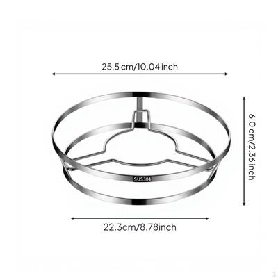 304 Stainless Steel Pot Rack, DoubleTier HeatResistant Stand, Kitchen Organizer Silver 25.5*22.3*6cm