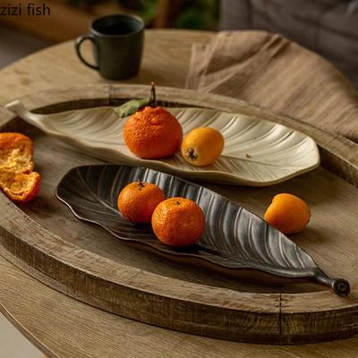 Piatto da Cena Vintage in Ceramica a Forma di Foglia Piatto Creativo per Sushi Piatto da Dessert Piatto per Dim Sum Piatto da Frutta Piatto di Servizio Stoviglie Speciali