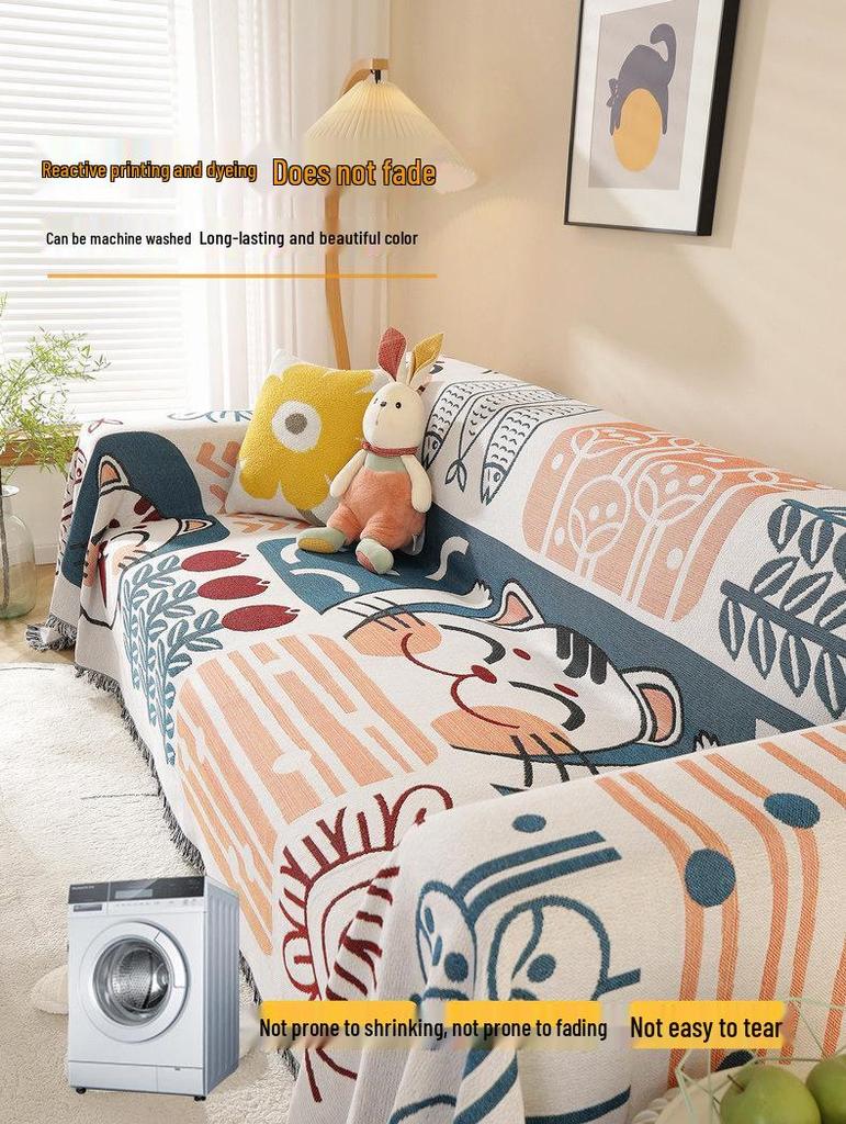 All-Season Universal Knitted Sofa Cover for Single or Three-Person Sofa